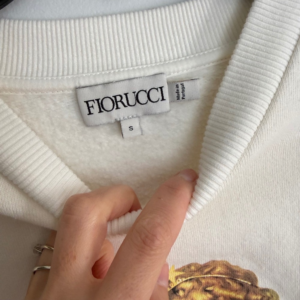 Fiorucci Angels Graphic Sweatshirt Cream White Crewneck Pullover Oversized Small - Picture 7 of 9